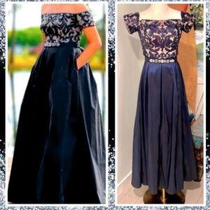 Vince Camuto,Embellished Off-Shoulder Gown,Exquisite,Rhinestone Belt,EUC, Size 6